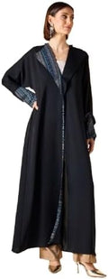 Women Black Abaya with Printed Patterns - Modern & Modest