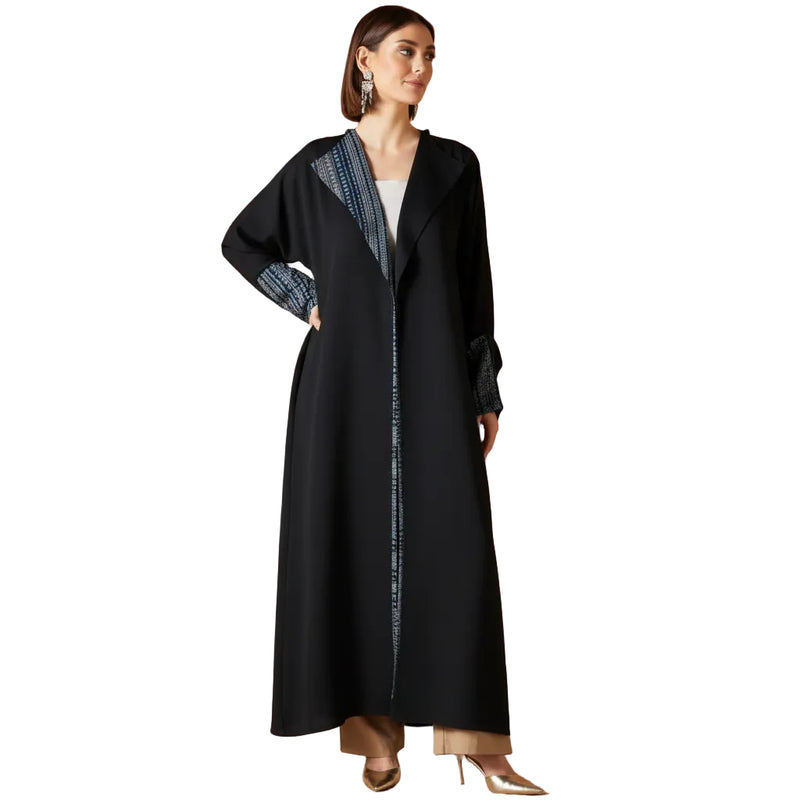 Women Black Abaya with Printed Patterns - Modern & Modest