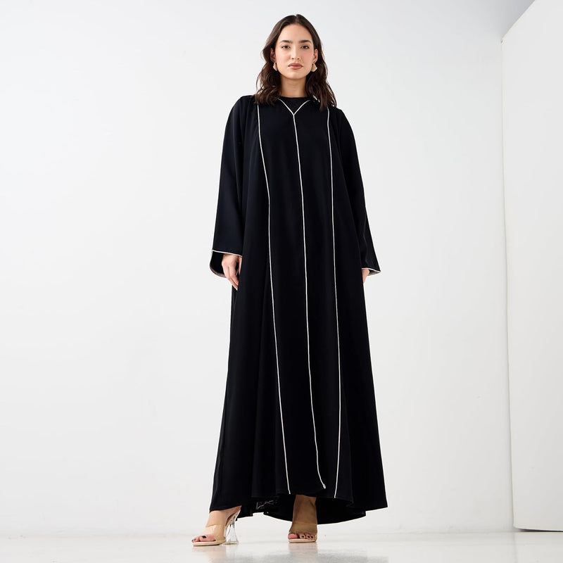 Classic Black Embroidered Abaya - HM