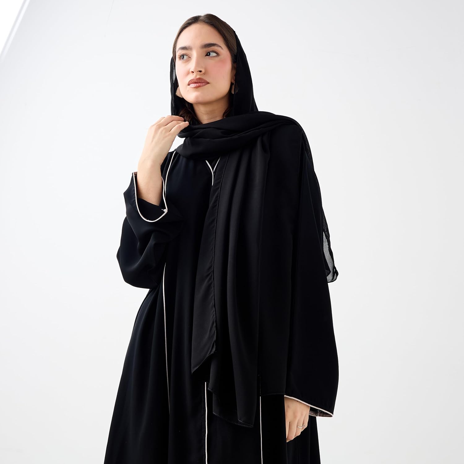 Classic Black Embroidered Abaya - HM