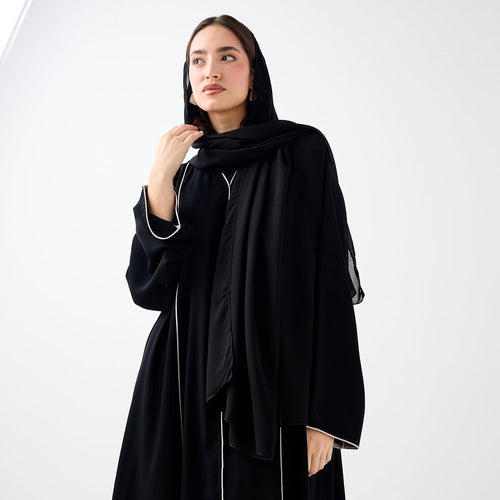Classic Black Embroidered Abaya - HM