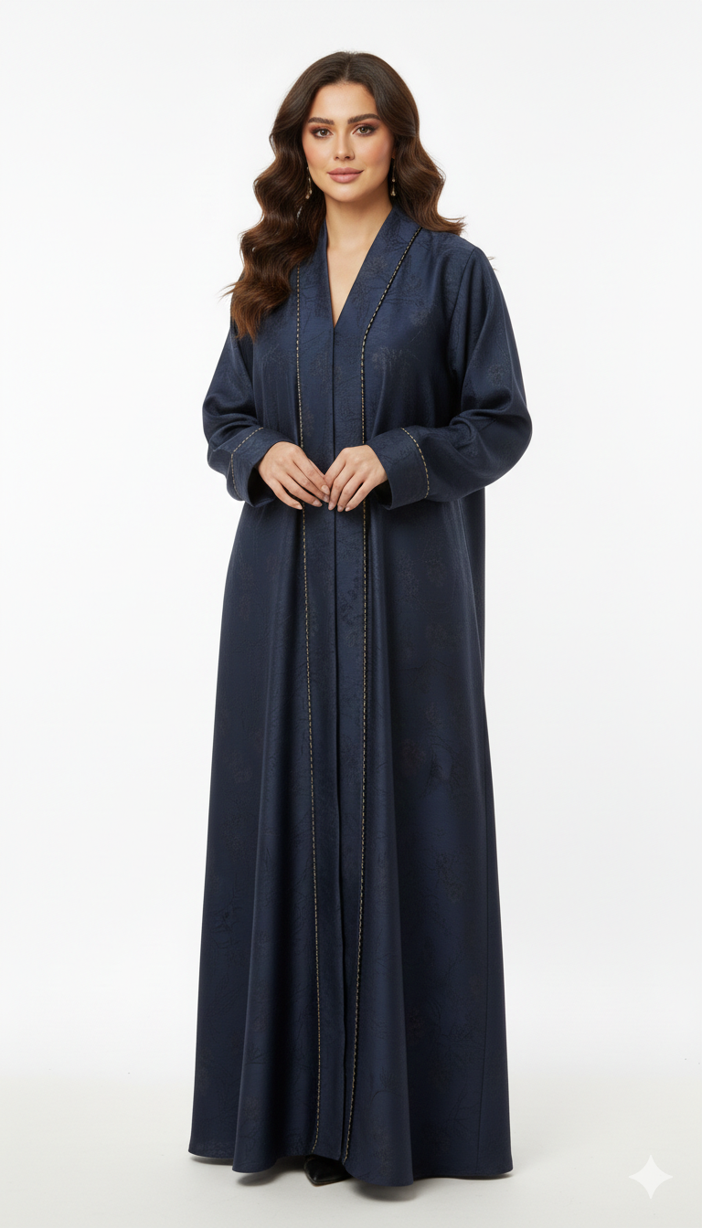 Midnight Navy Jacquard Abaya - HM