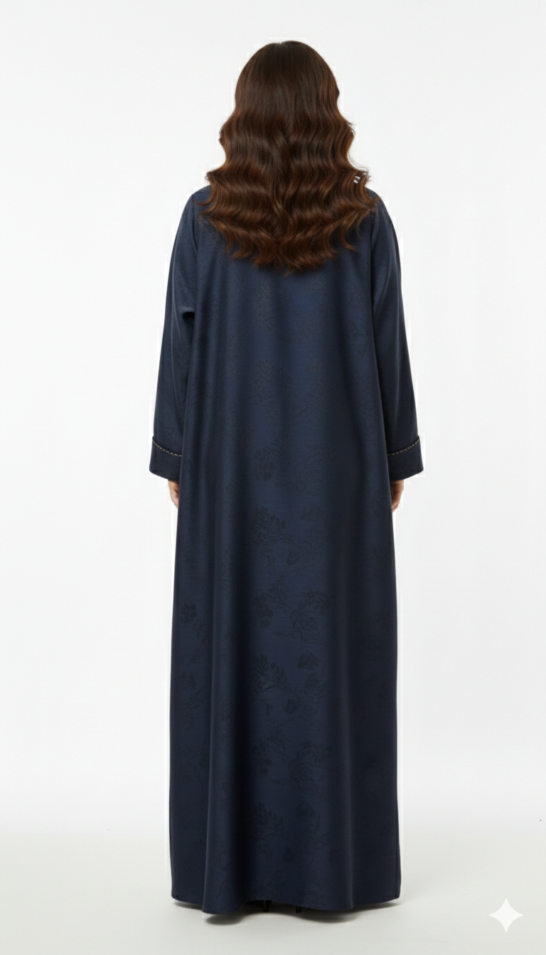 Midnight Navy Jacquard Abaya - HM