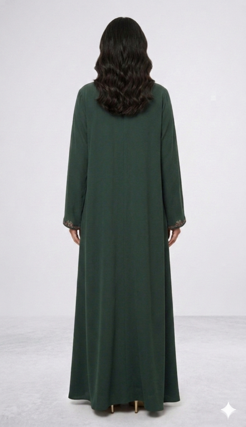 Emerald Bloom Layered Abaya - HM