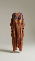 Embroidered Cape Kaftan in Midnight Blue
